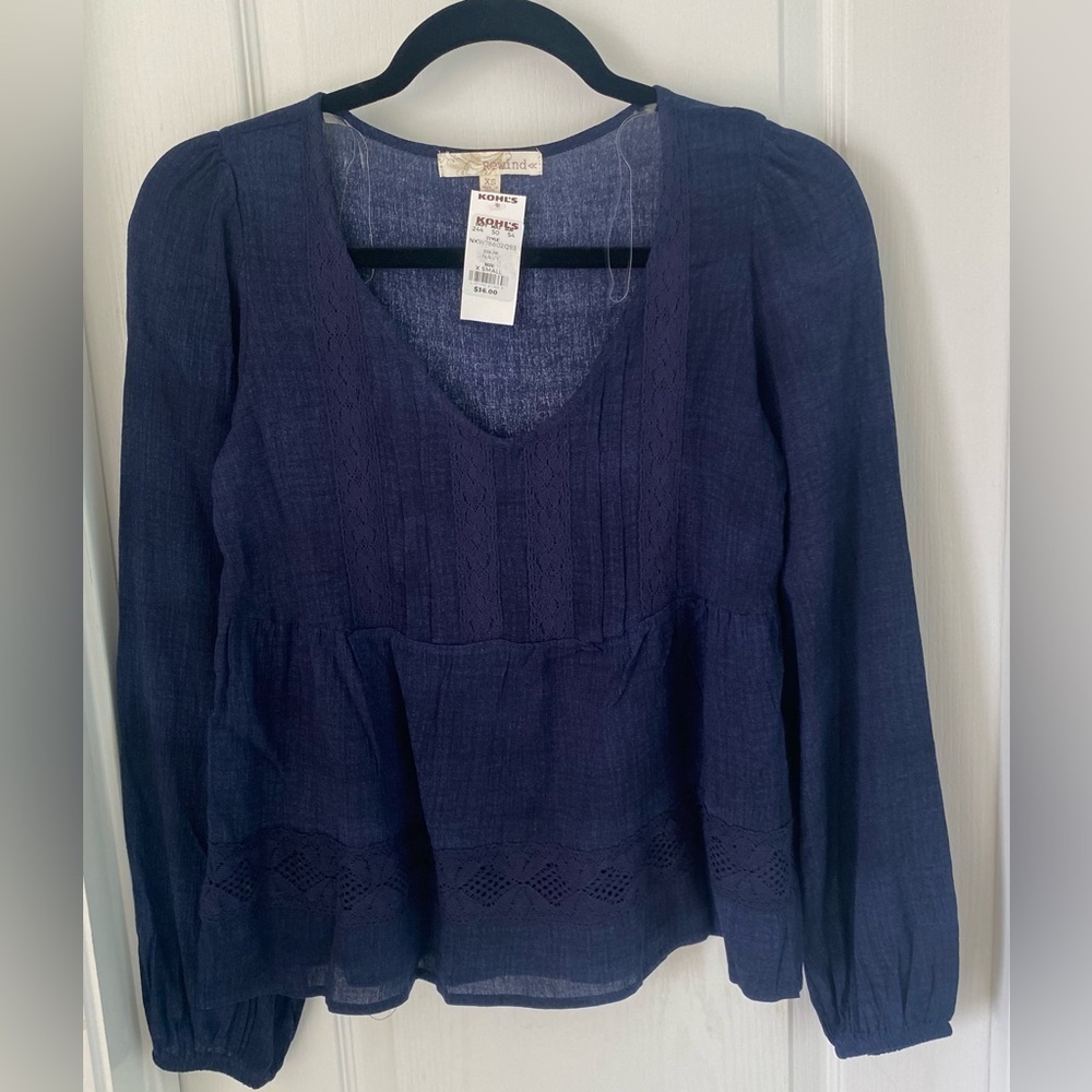 Rewind blue long sleeve top Size-XS